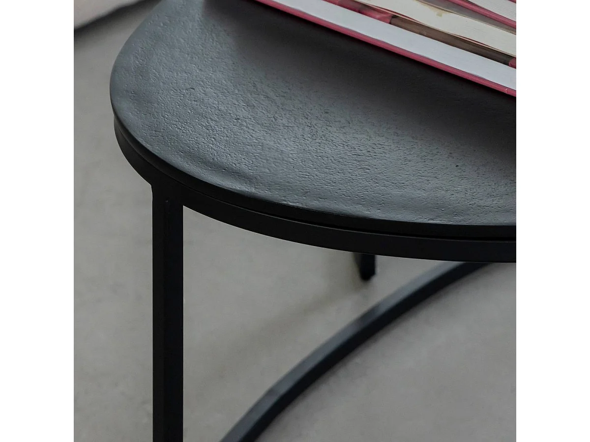 Table basse gigogne en aluminium doré et métal noir Victoria