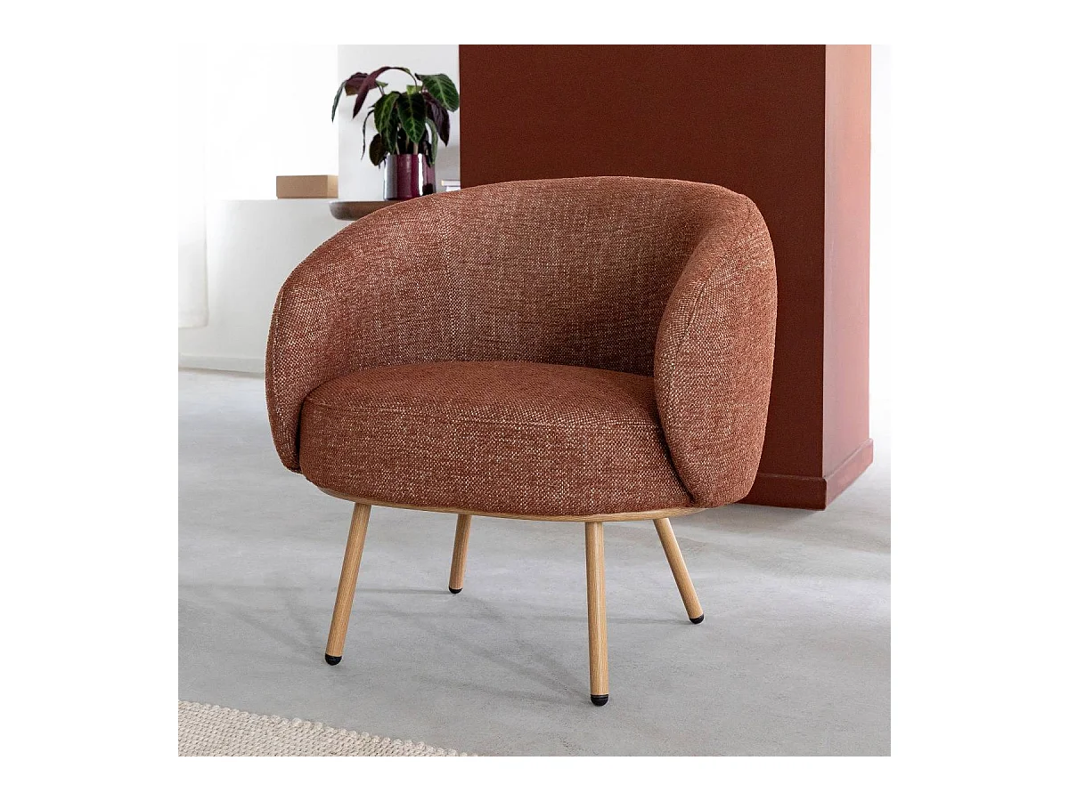 Fauteuil en tissu terracotta confort Orenzo