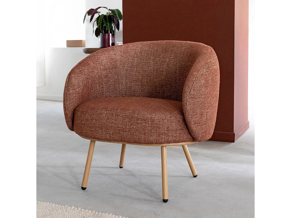 Fauteuil en tissu terracotta confort Orenzo