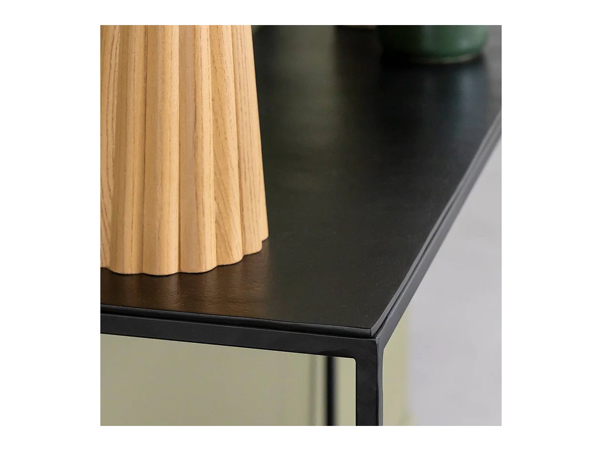 Set de deux consoles en aluminium et métal noir Linda