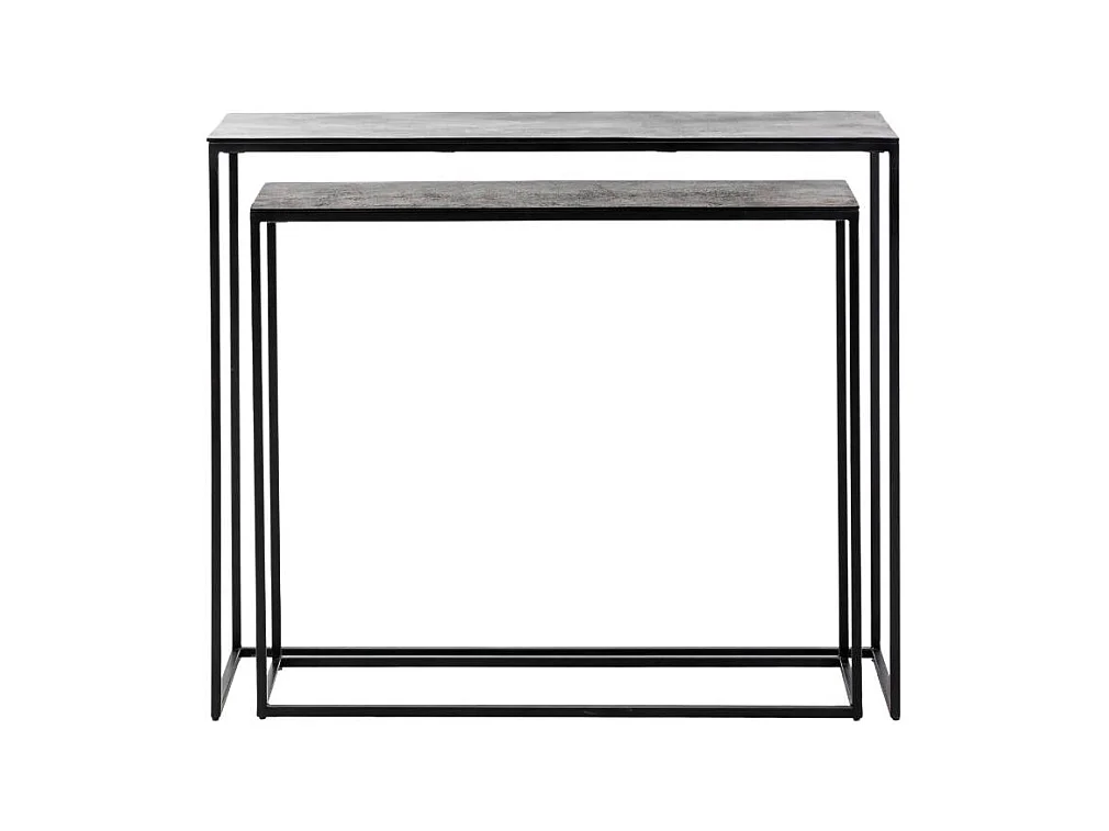 Set de deux consoles en aluminium et métal noir Linda