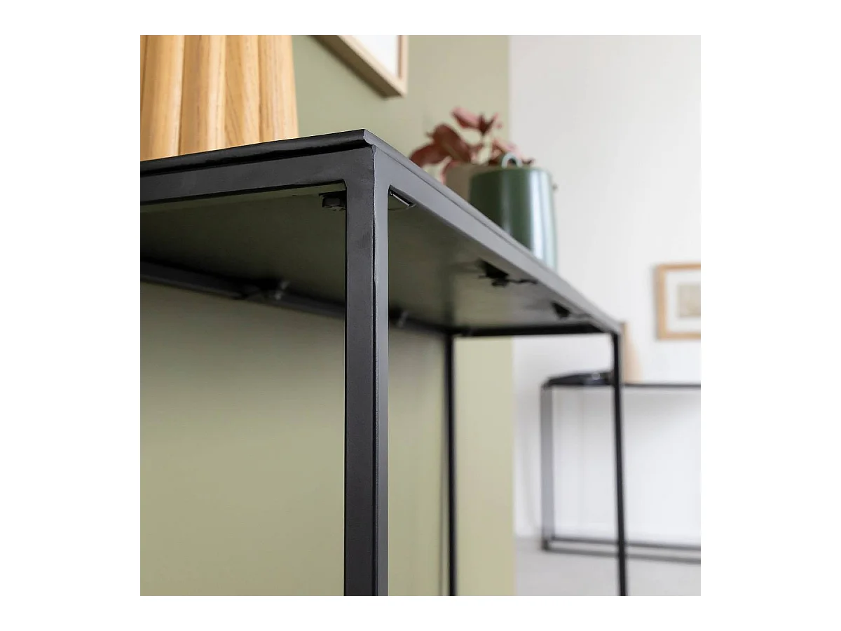 Set de deux consoles en aluminium et métal noir Linda