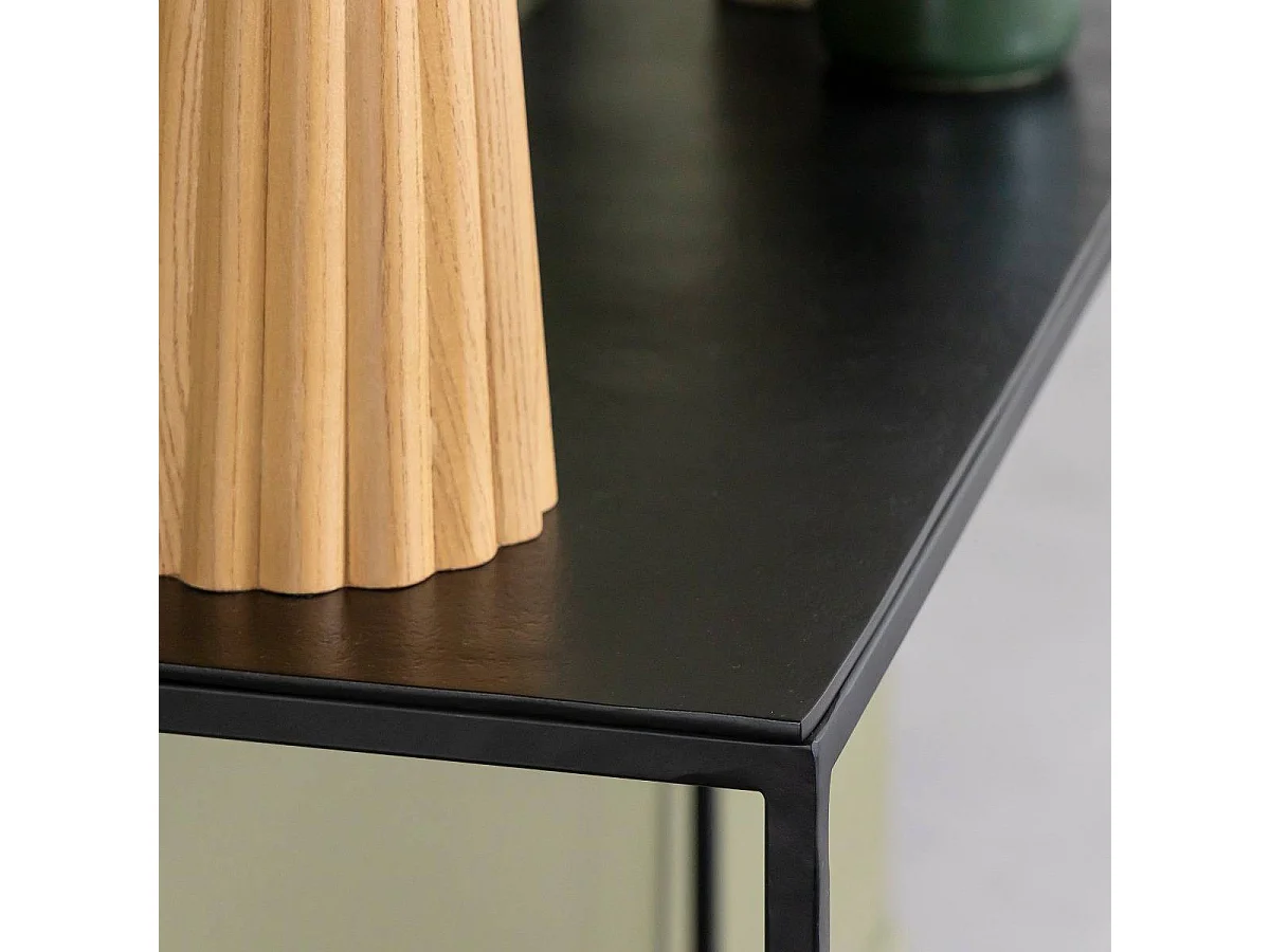 Set de deux consoles en aluminium et métal noir Linda