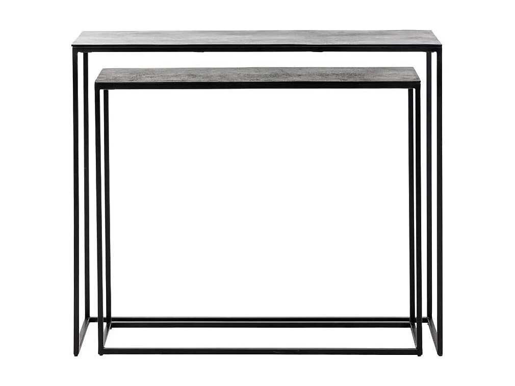 Set de deux consoles en aluminium et métal noir Linda