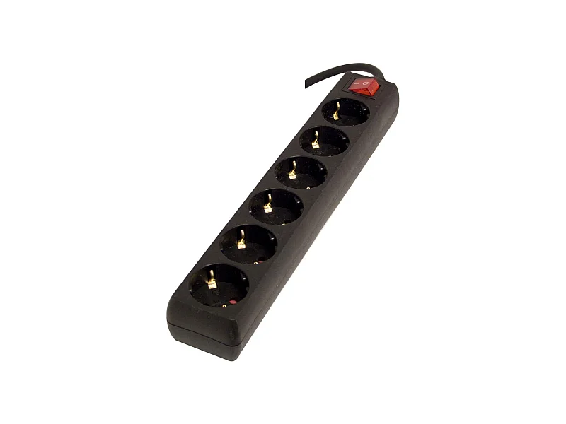 Multiprise 6x16 A + interrupteur - 1,5 m - Noir - Chacon