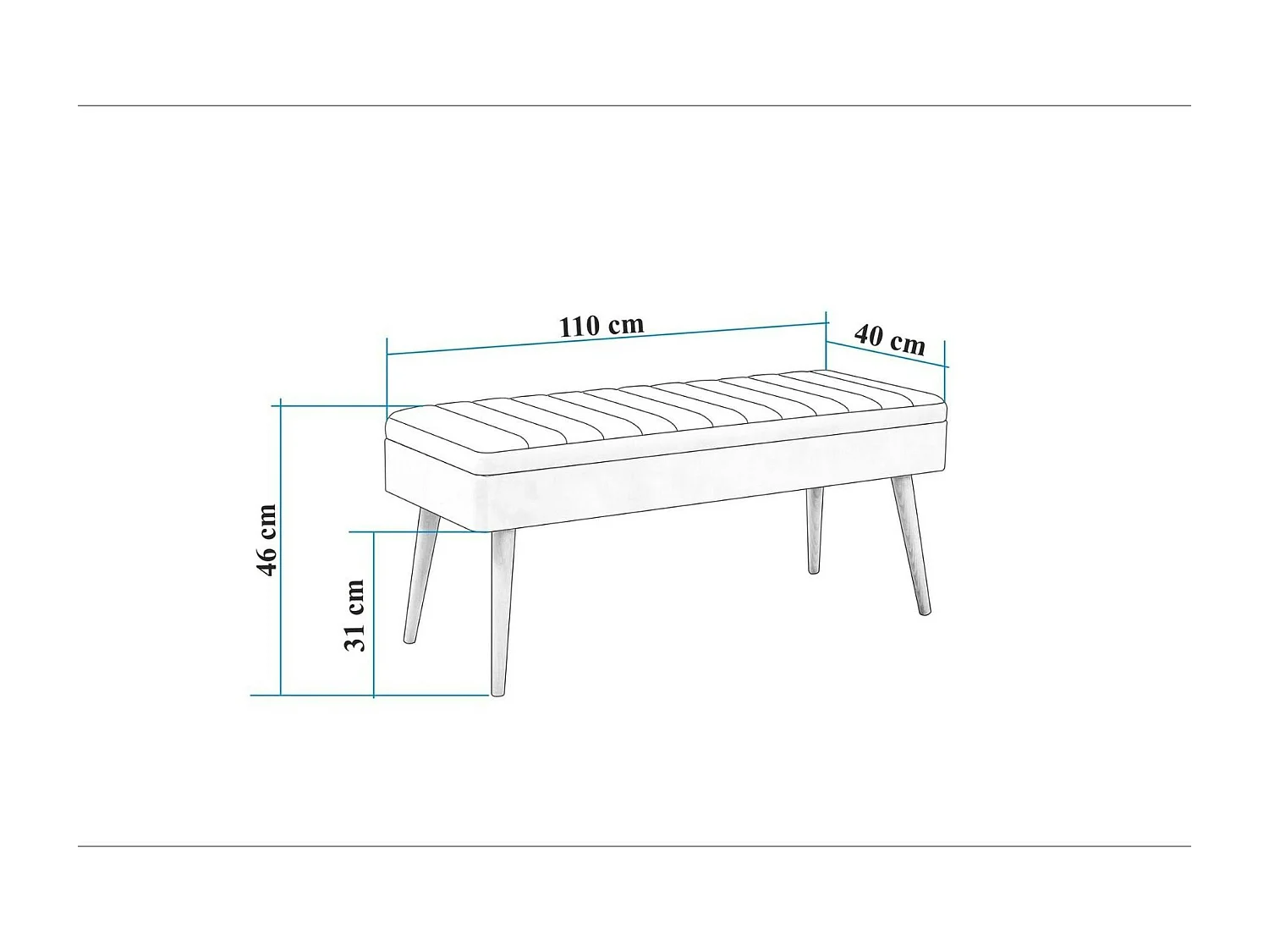 Banc d'entrée avec rangement en tissu bleu 110 cm ROSARIO