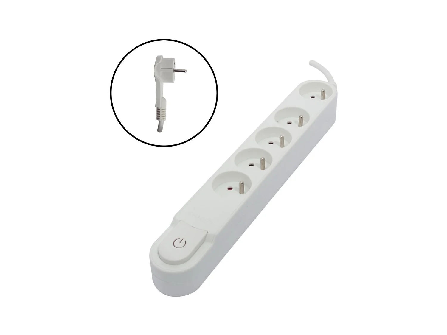 Multiprise 5 x16A - 1,5 m + interrupteur - Blanc - Chacon