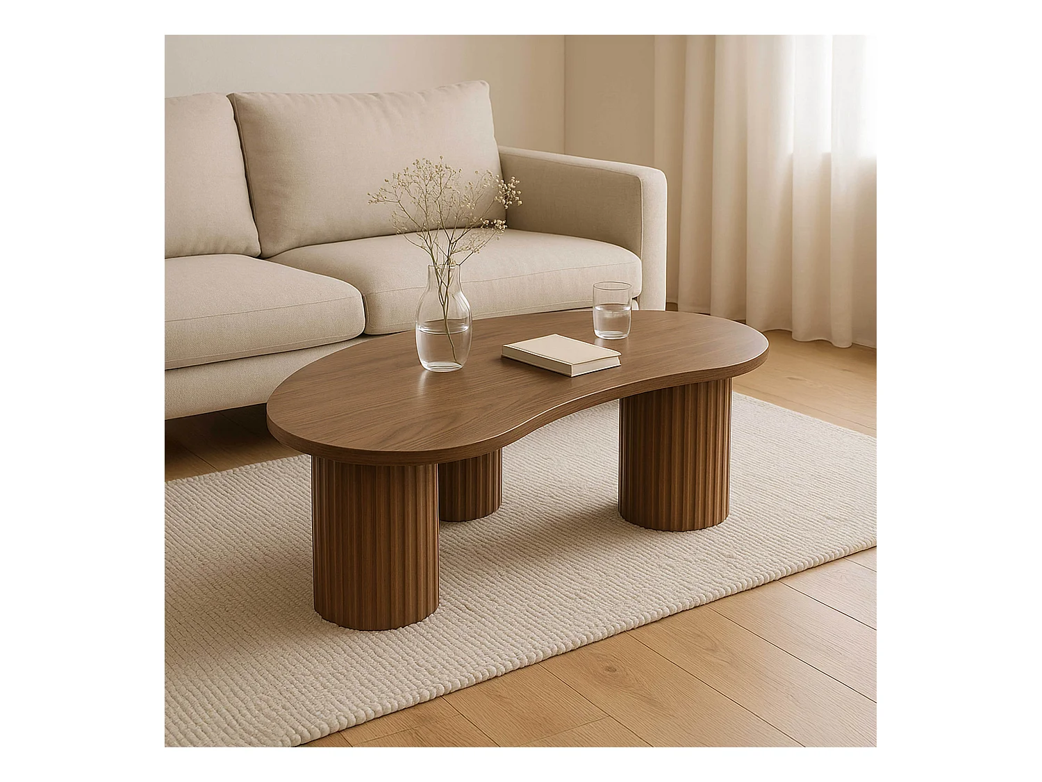 Table basse en MDF décor mélaminé bois foncé