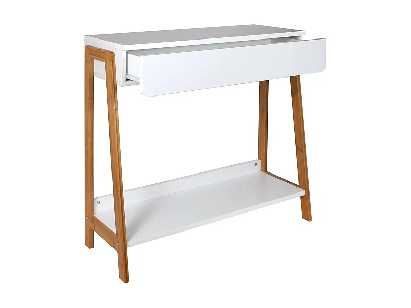 Console 1 tiroir blanc avec tablette