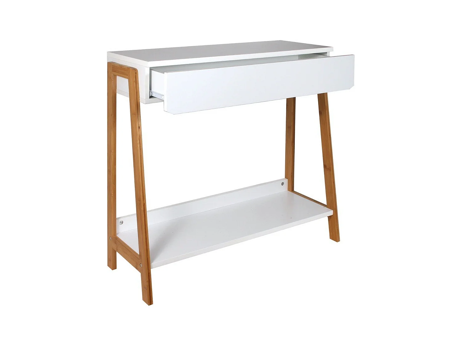 Console 1 tiroir blanc avec tablette