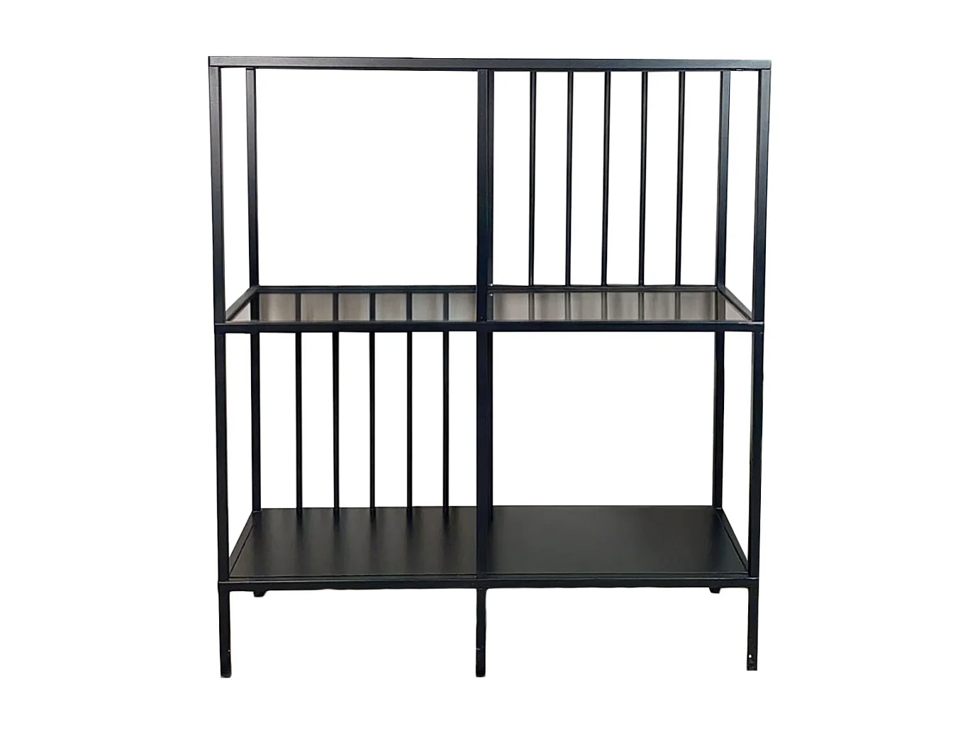 Consolle con 4 vani in metallo nero e vetro fumé H90 cm - SUNNY