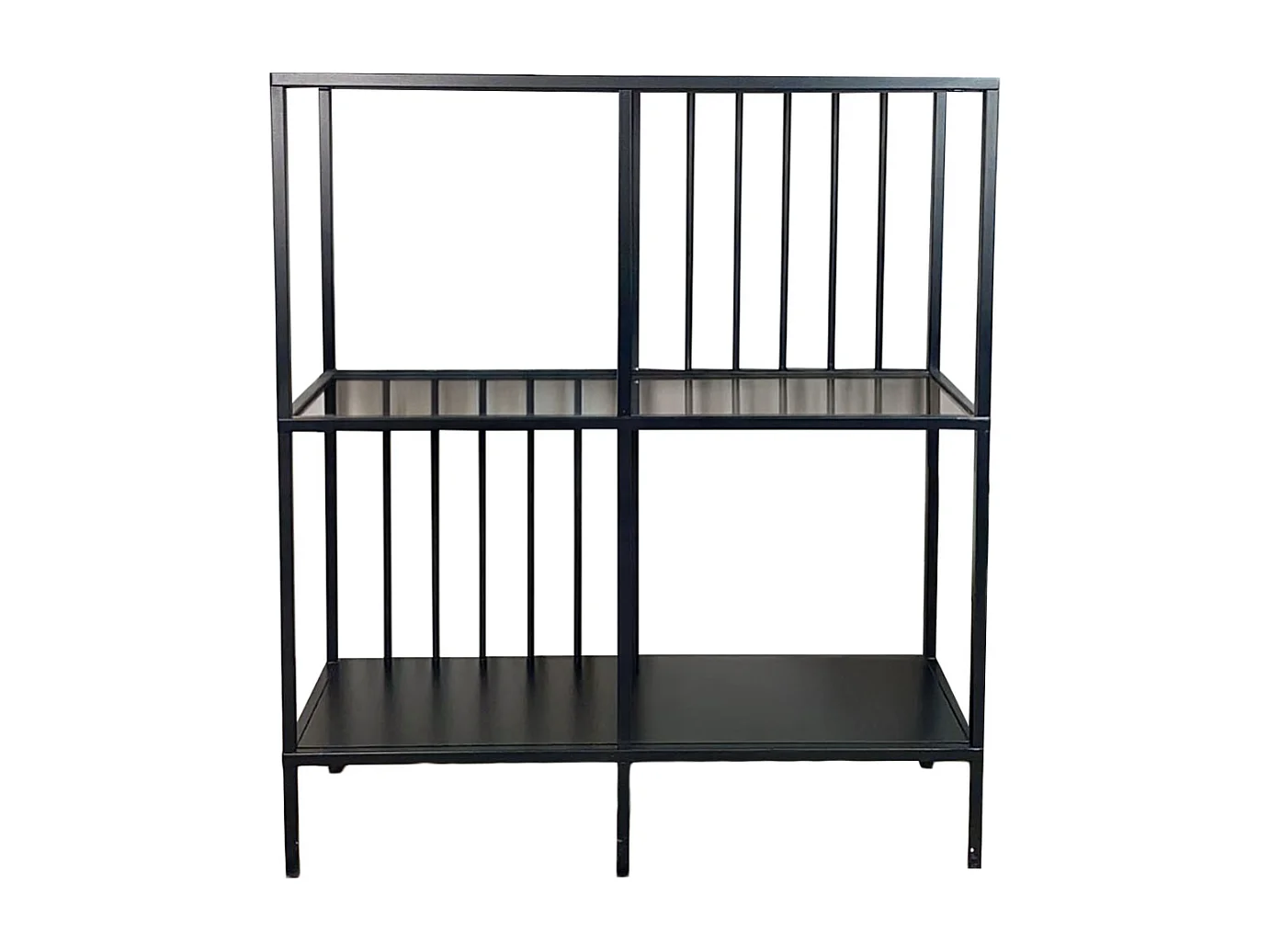 Console 4 niches en Métal noir et verre fumé H90 cm - SUNNY