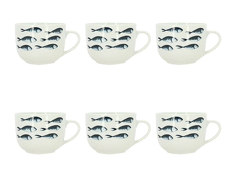 Novastyl - Lot 6 Jumbo Pescare 48cl En Porcelaine Blanche