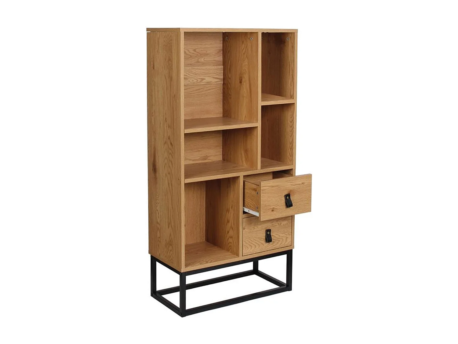 Bibliothèque Style Industriel 2 Tiroirs 5 Niches H120cm