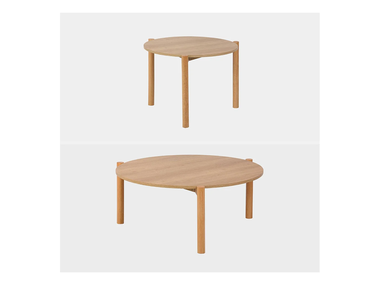 Tables gigognes rondes décor bois. piètement bois d'hévéa naturel - Harmony