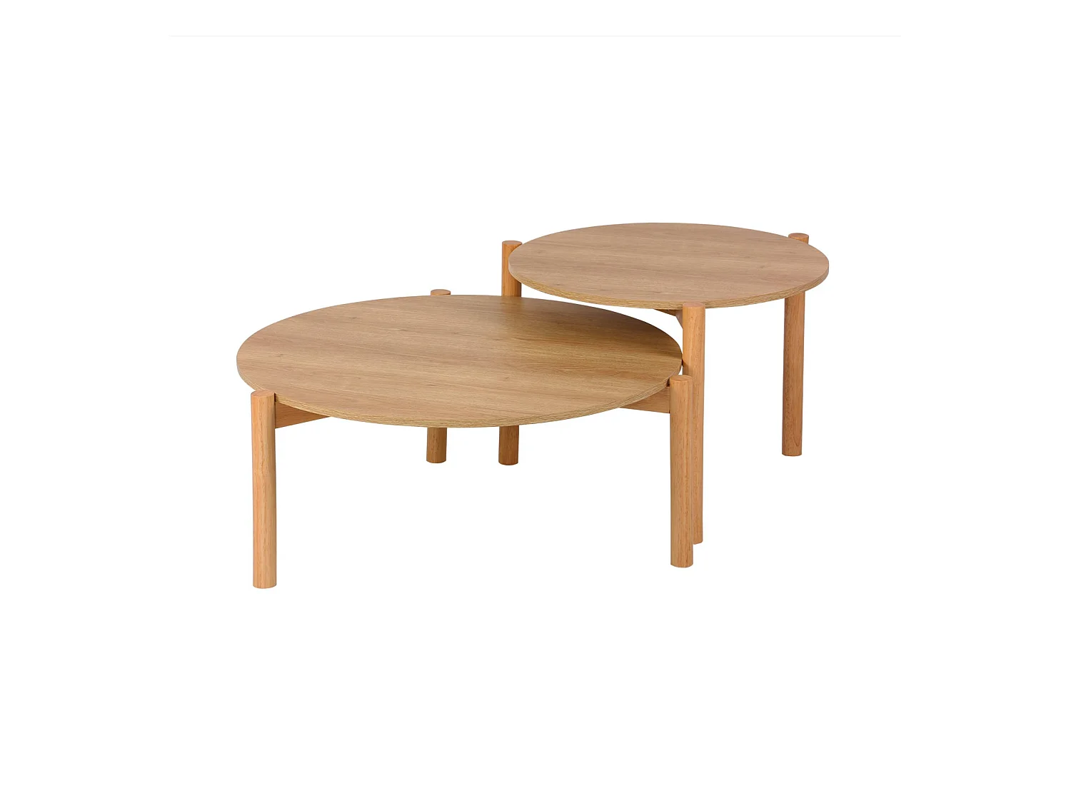 Tables gigognes rondes décor bois. piètement bois d'hévéa naturel - Harmony