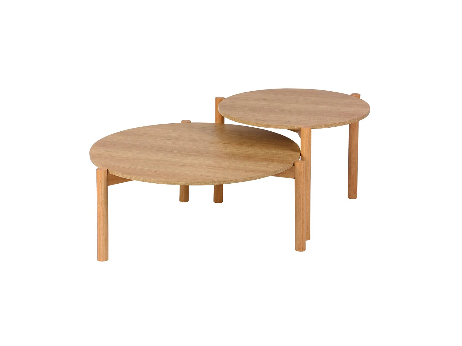 Tables gigognes rondes décor bois. piètement bois d'hévéa naturel - Harmony