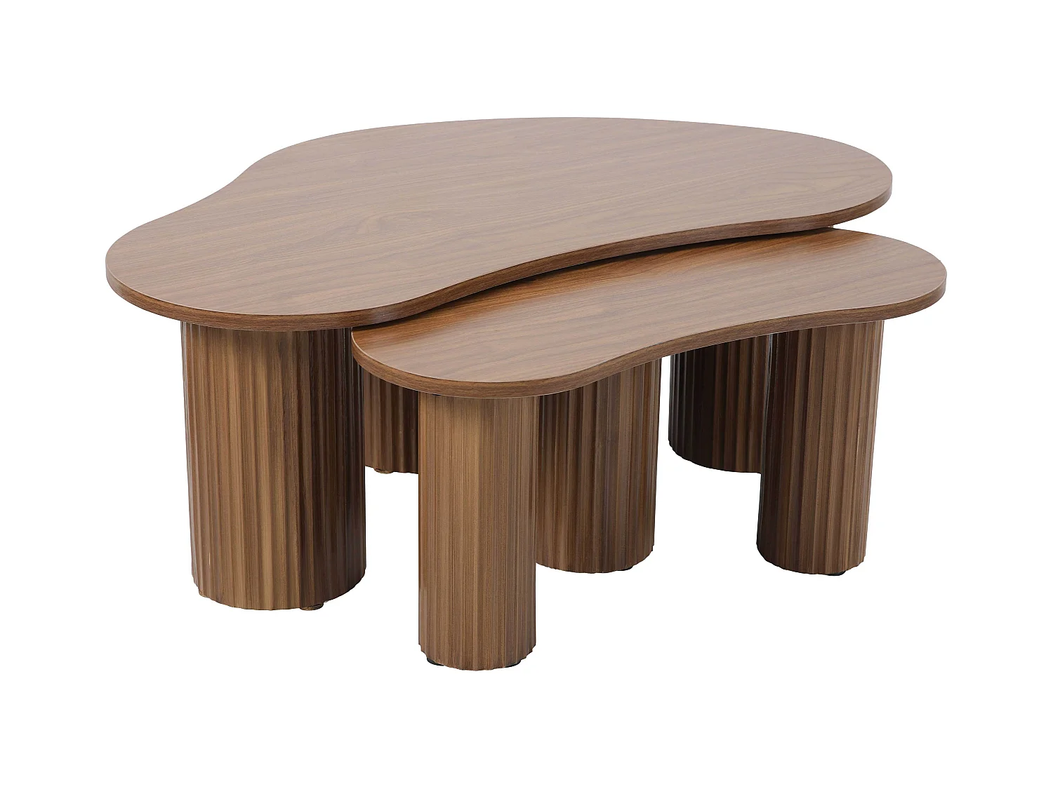 Table basse gigogne en mélaminé bois foncé