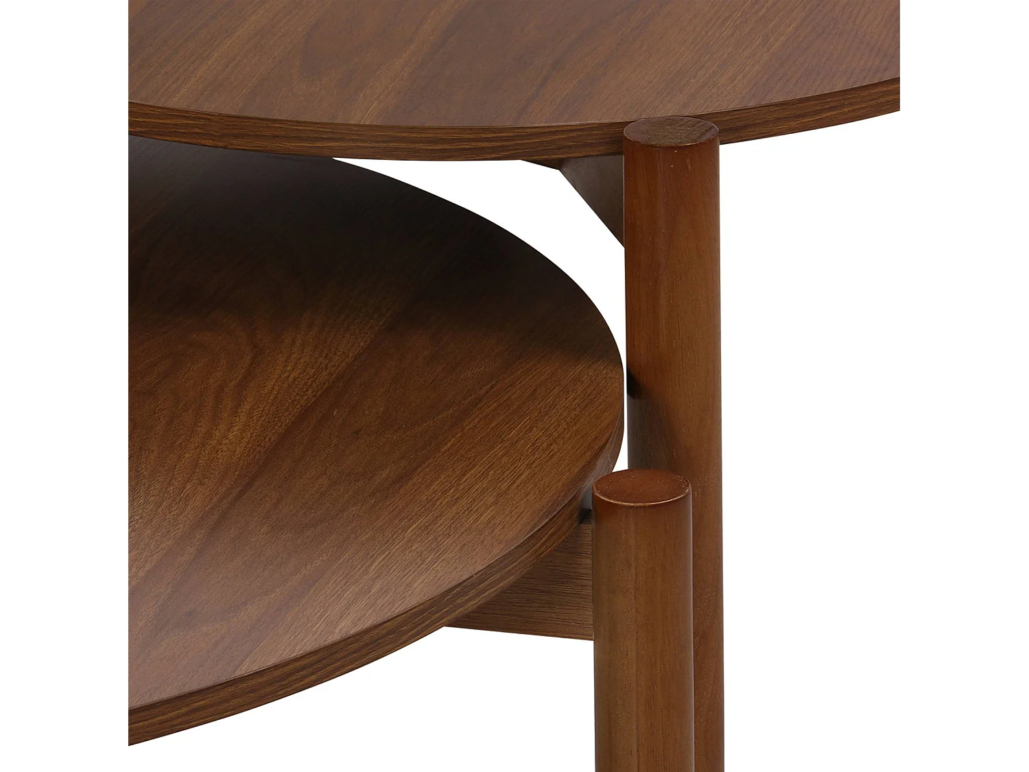 Mesas nido redondas efecto madera, set de 2 nogal