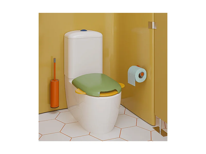 WC à poser sans bride VITRA Sento Kids Blanc + réservoir + abattant vert et jaune