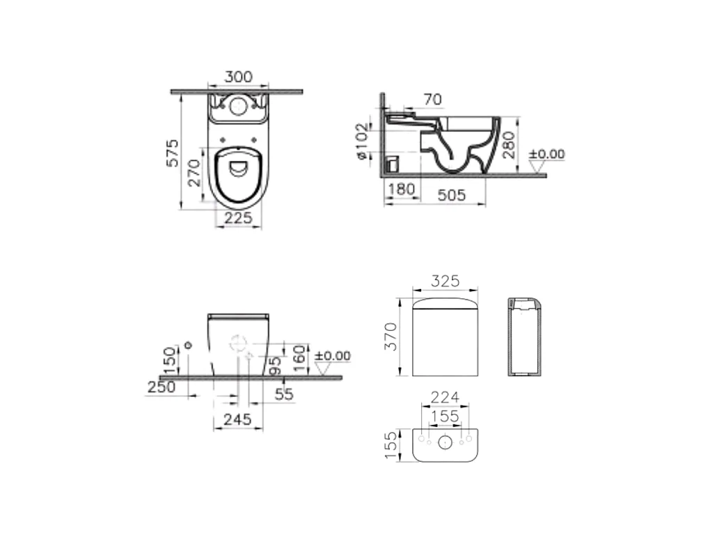 WC à poser sans bride VITRA Sento Kids Blanc + réservoir + abattant vert et jaune