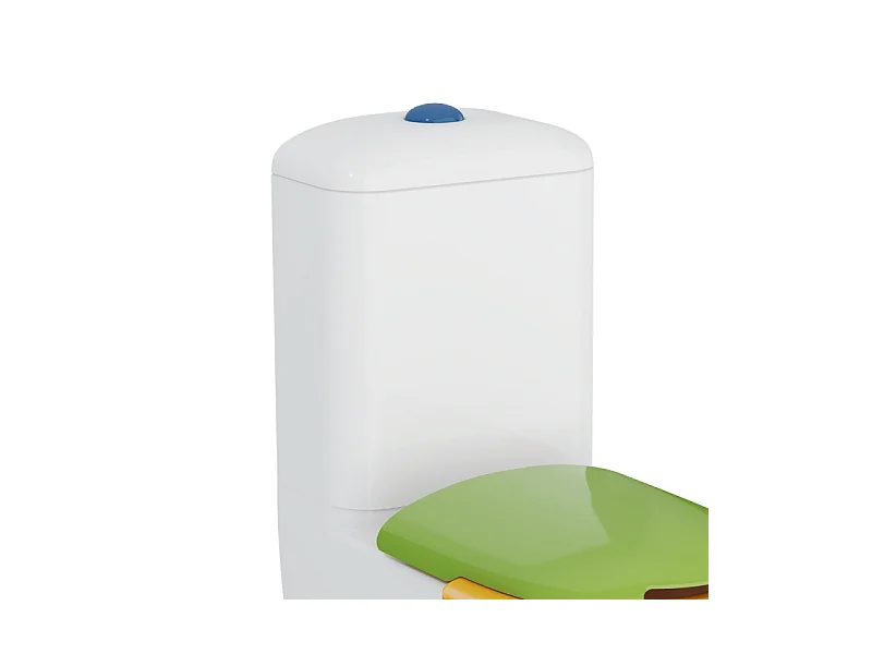 WC à poser sans bride VITRA Sento Kids Blanc + réservoir + abattant vert et jaune