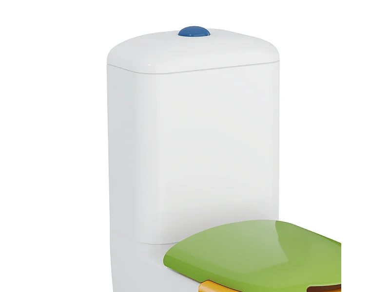 WC à poser sans bride VITRA Sento Kids Blanc + réservoir + abattant vert et jaune