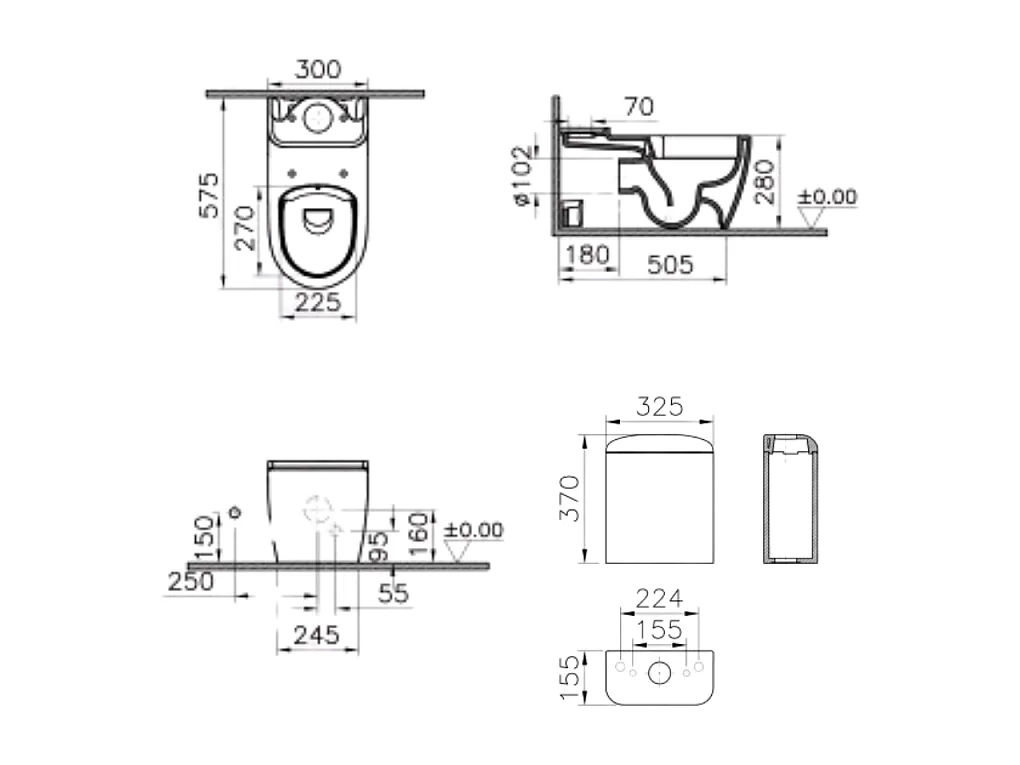 WC à poser sans bride VITRA Sento Kids Blanc + réservoir + abattant vert et jaune