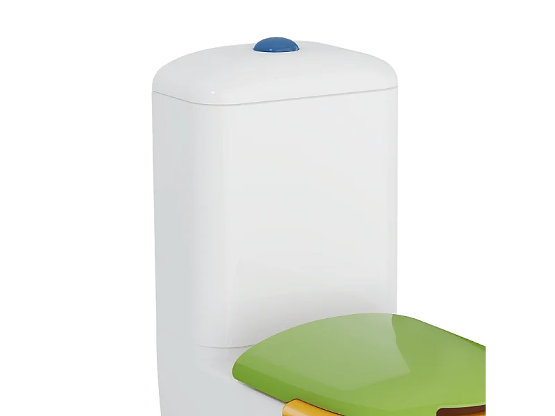WC à poser sans bride VITRA Sento Kids Blanc + réservoir + abattant vert et jaune