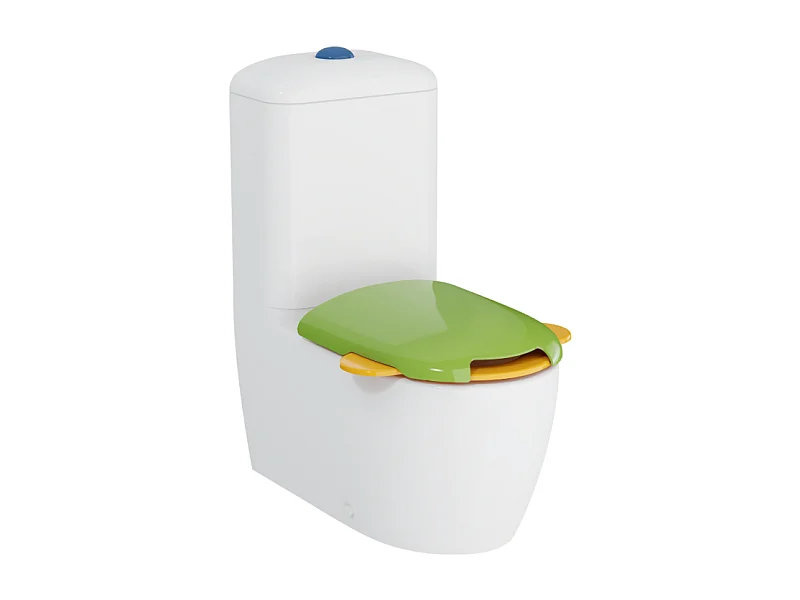 WC à poser sans bride VITRA Sento Kids Blanc + réservoir + abattant vert et jaune