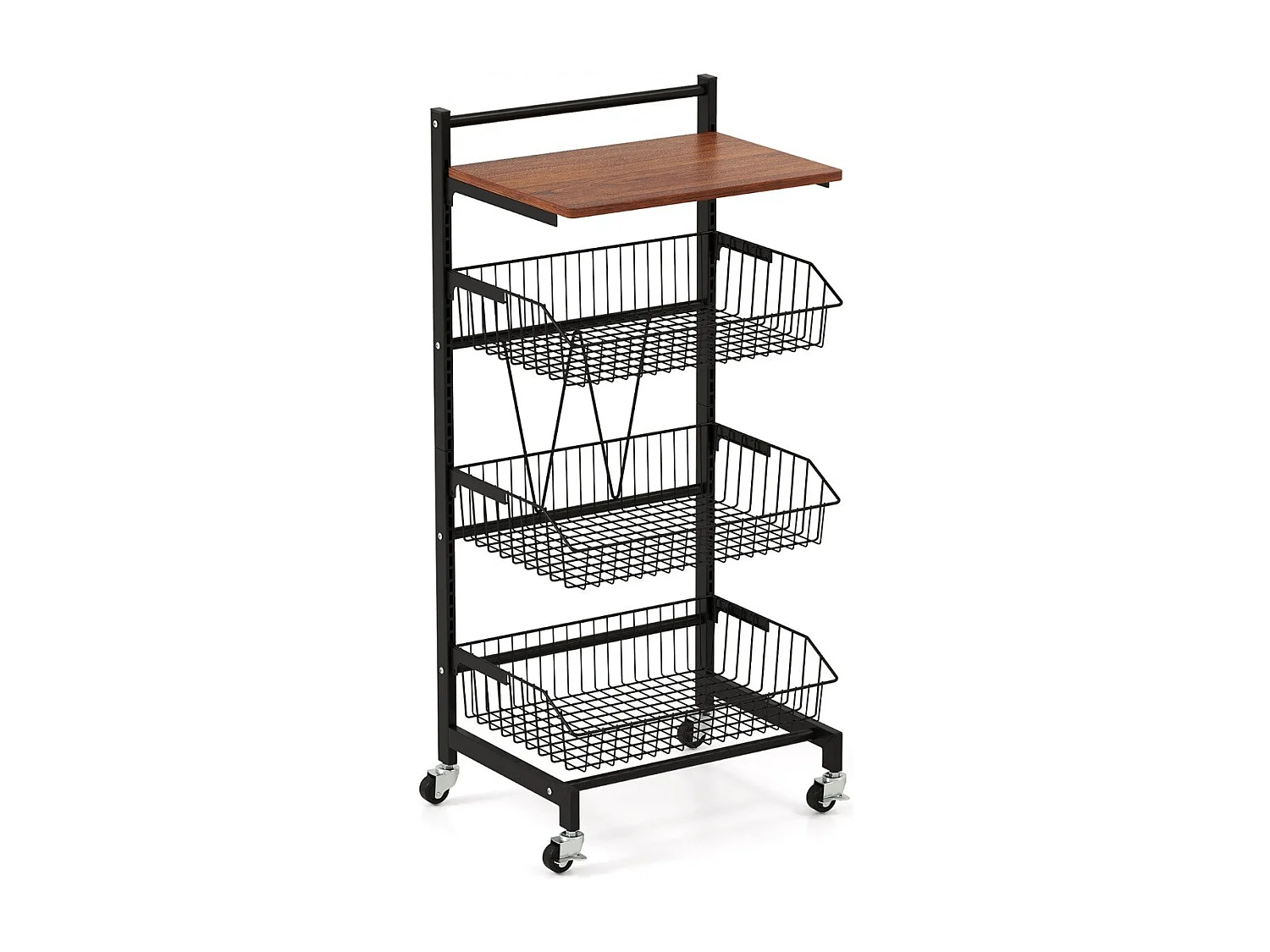 Servierwagen mit Rollen Gemüseregal mit ausziehbaren Körben 40 x 31 x 88 cm