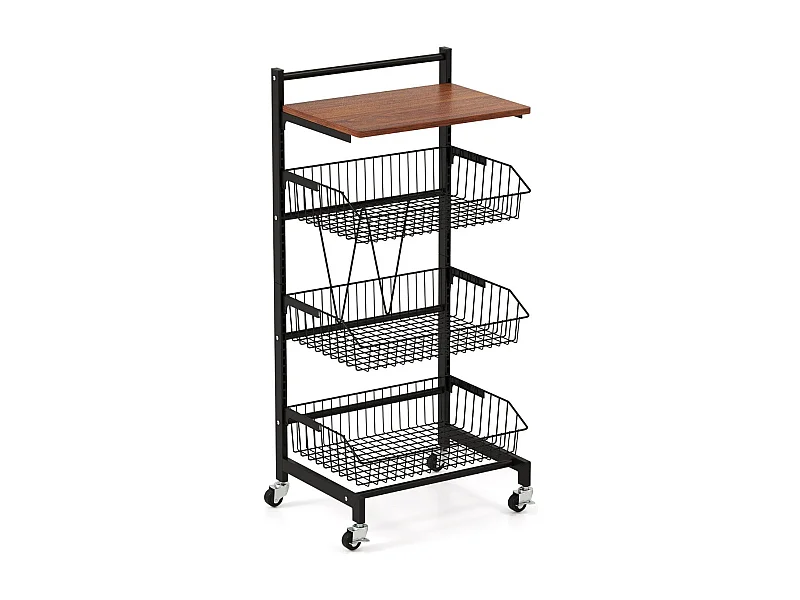 Servierwagen mit Rollen Gemüseregal mit ausziehbaren Körben 40 x 31 x 88 cm