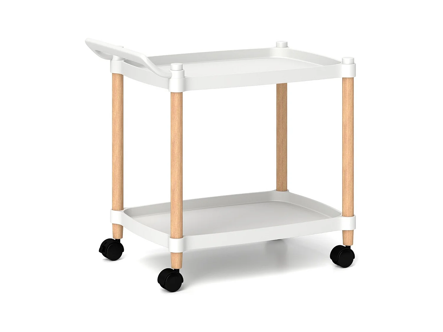 2-stöckiger Rollwagen mit Verriegelbaren Rädern & Buchenholzrahmen Trolley Organizer