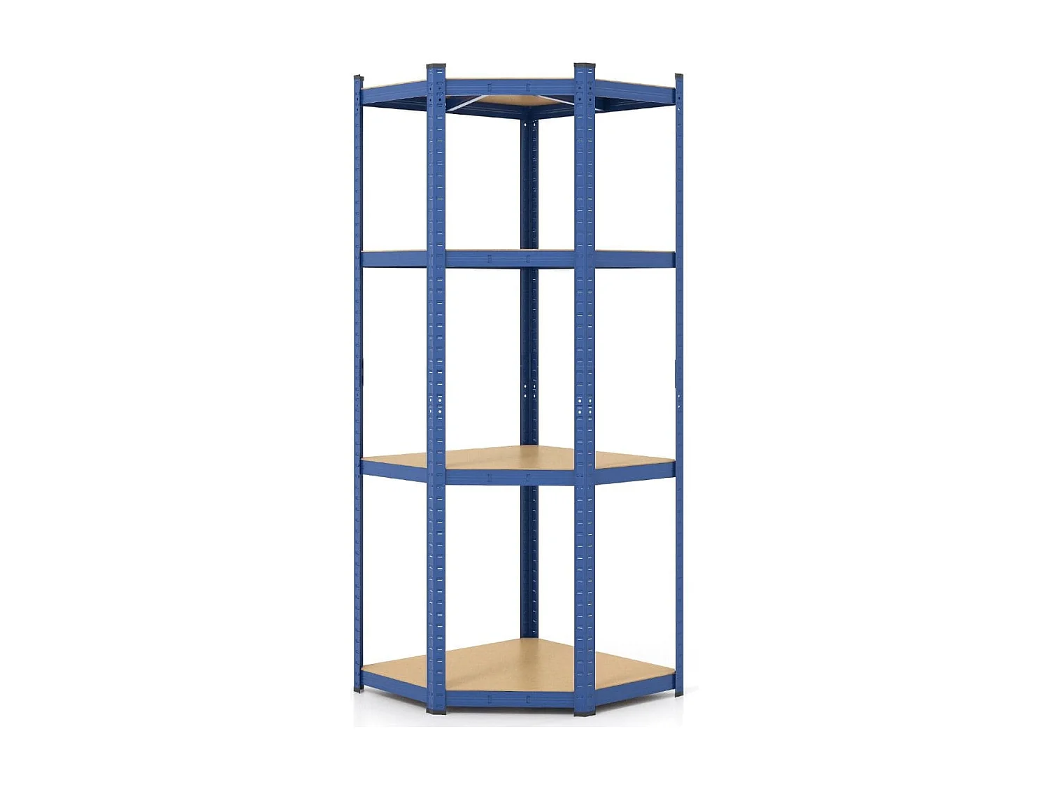 Scaffale ad angolo a 4 ripiani con portata di 720kg, Scaffalatura regolabile per l'archiviazione in garage Blu