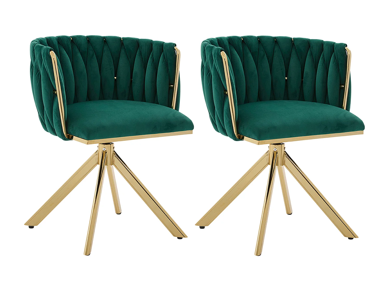 Set van 2 draaistoelen - Schelpstoel met gouden metalen poten - Hedendaagse stijl