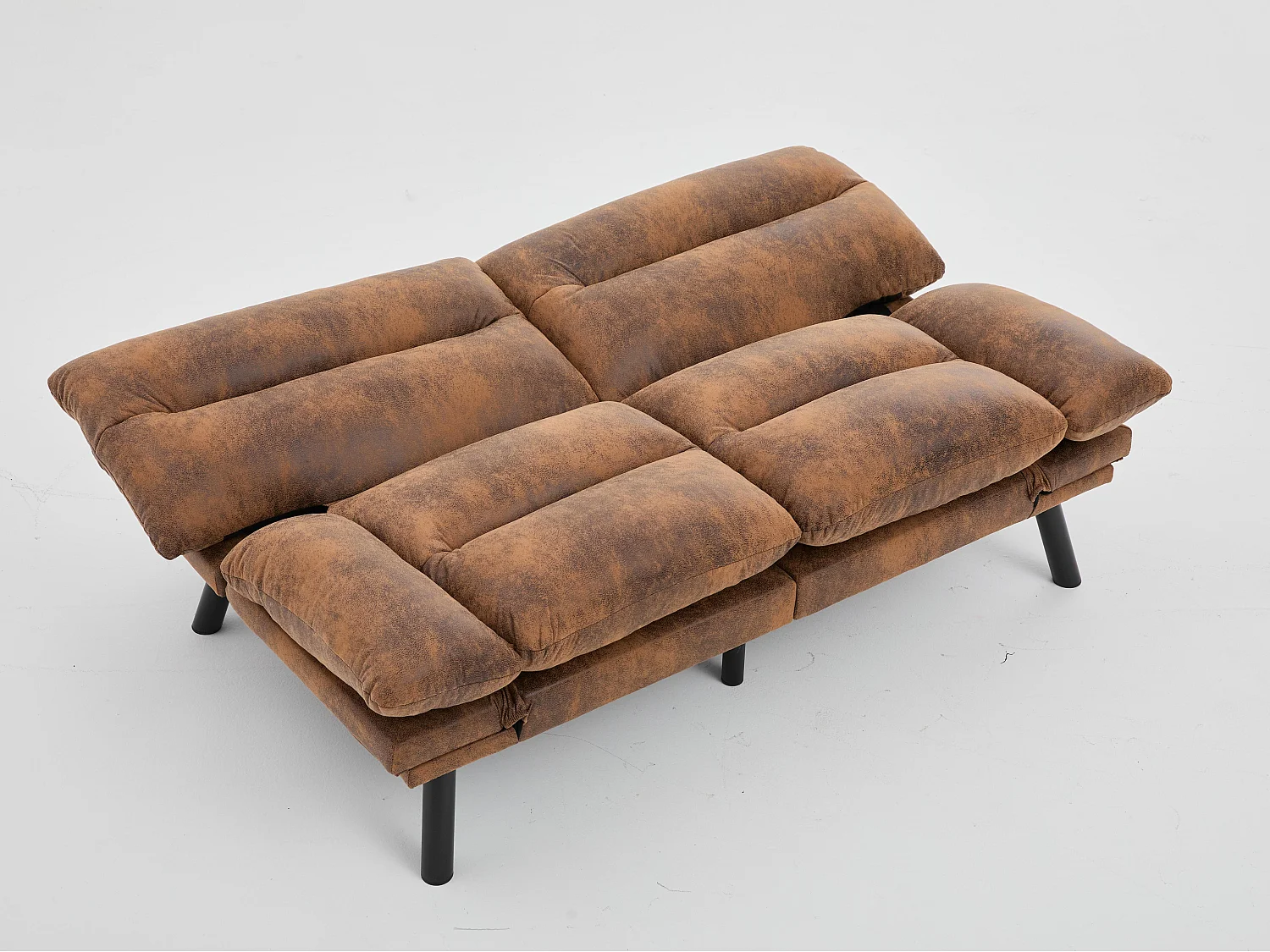 Canapé convertible 2 places marron en microfibre - avec fonction rabattable - Confort et praticité, idéal pour salon, chambre ou petit espace