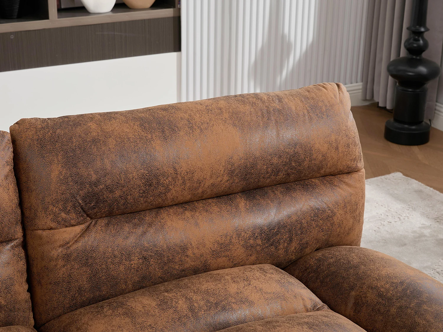 Canapé convertible 2 places marron en microfibre - avec fonction rabattable - Confort et praticité, idéal pour salon, chambre ou petit espace