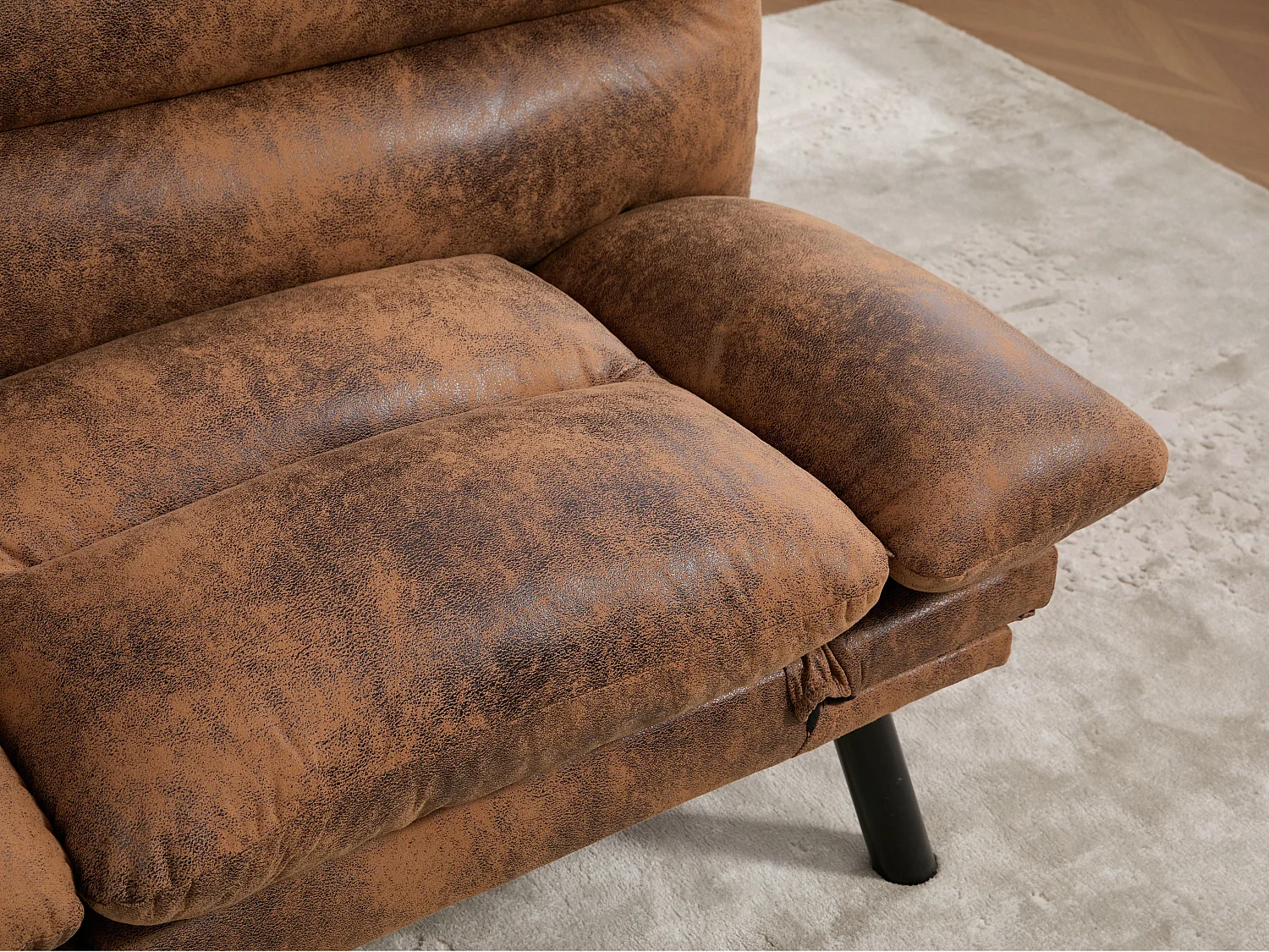 Canapé convertible 2 places marron en microfibre - avec fonction rabattable - Confort et praticité, idéal pour salon, chambre ou petit espace