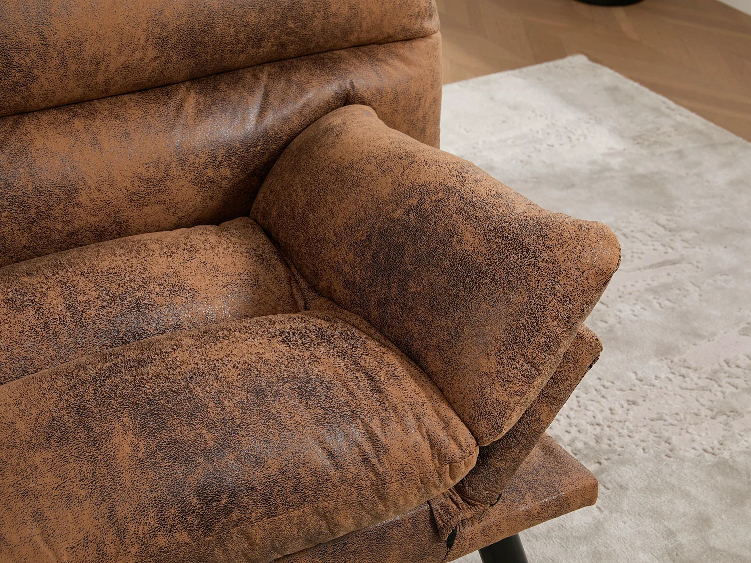 Canapé convertible 2 places marron en microfibre - avec fonction rabattable - Confort et praticité, idéal pour salon, chambre ou petit espace