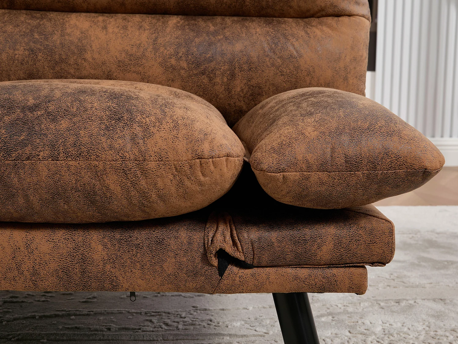 Canapé convertible 2 places marron en microfibre - avec fonction rabattable - Confort et praticité, idéal pour salon, chambre ou petit espace