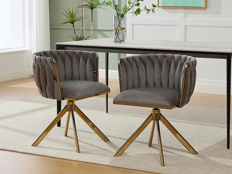 Set van 2 draaistoelen - Schelpstoel met gouden metalen poten - Hedendaagse stijl