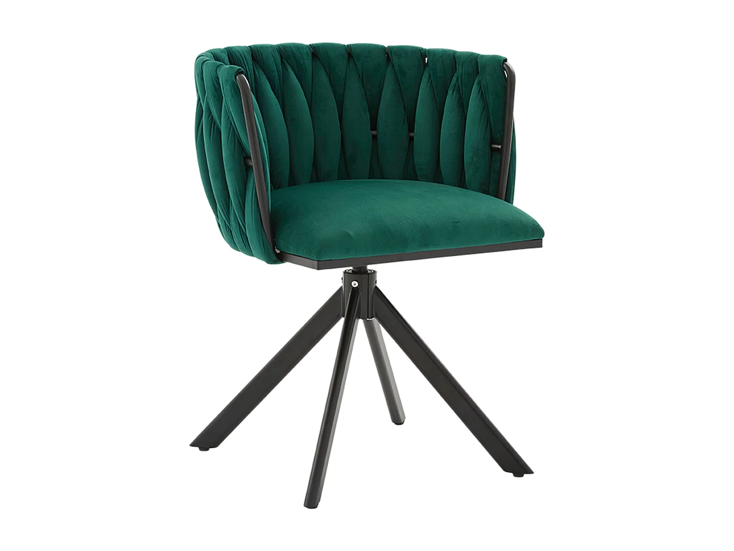 Set van 2 groene draaistoelen - Schelpstoel met zwarte poten - Hedendaagse stijl