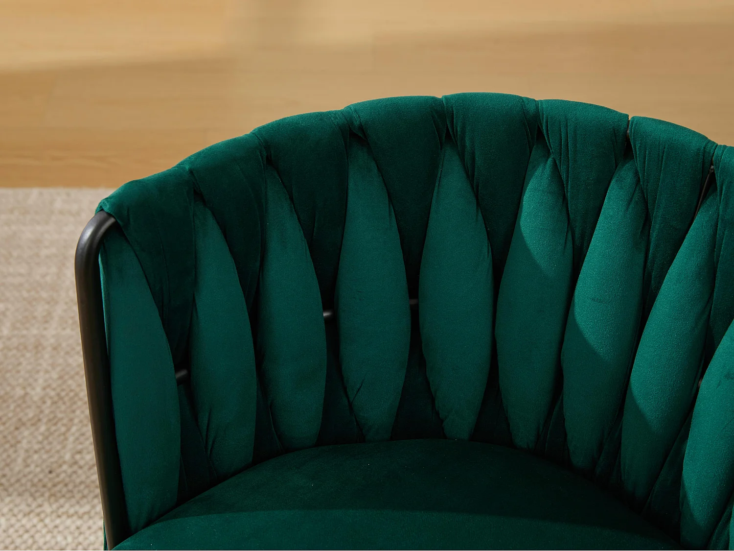 Set van 2 groene draaistoelen - Schelpstoel met zwarte poten - Hedendaagse stijl