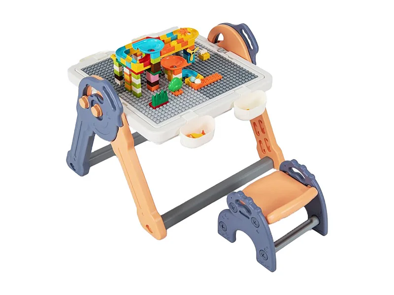 6 in 1 Klappbarer Kindertisch mit Stuhl & Staffelei Spieltisch mit Doppelseitiger & Abnehmbarer Tischplatte