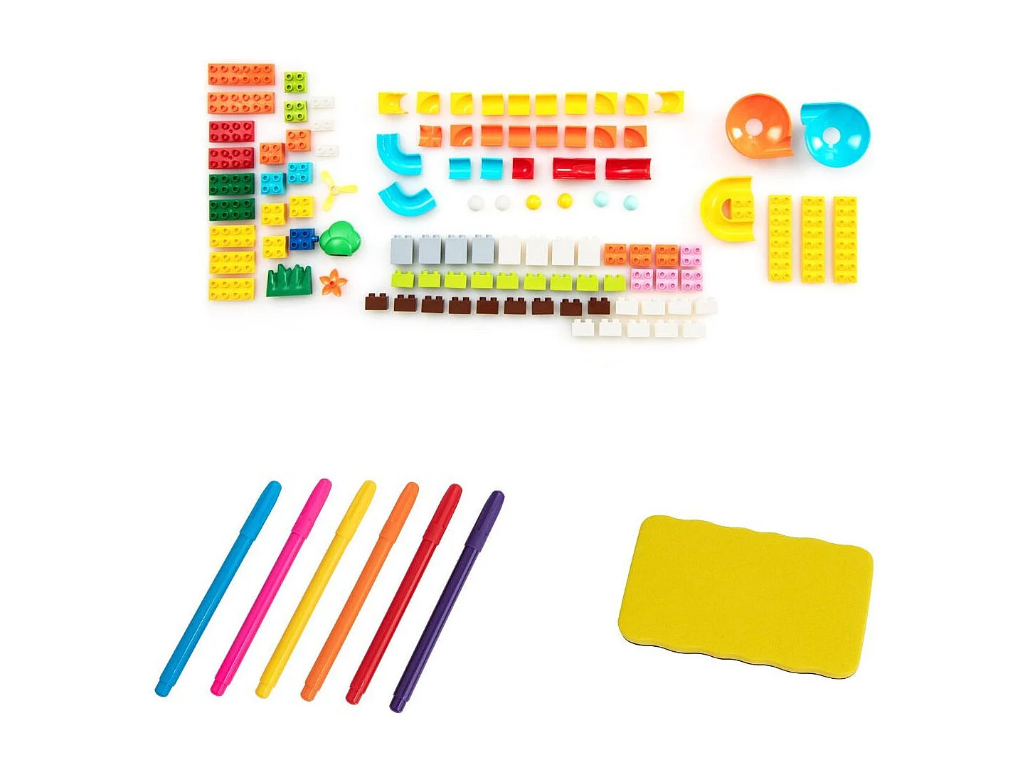 6 in 1 Klappbarer Kindertisch mit Stuhl & Staffelei Spieltisch mit Doppelseitiger & Abnehmbarer Tischplatte