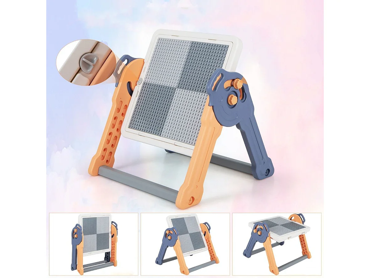 6 in 1 Klappbarer Kindertisch mit Stuhl & Staffelei Spieltisch mit Doppelseitiger & Abnehmbarer Tischplatte