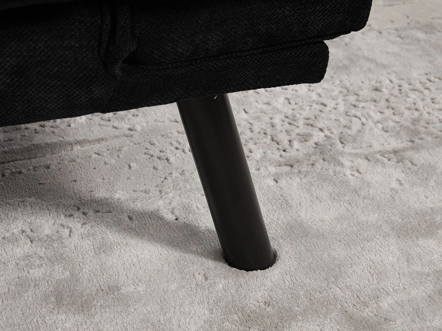 Canapé convertible 2 places noir en tissu chenille - avec fonction rabattable - Confort et praticité, idéal pour salon, chambre ou petit espace