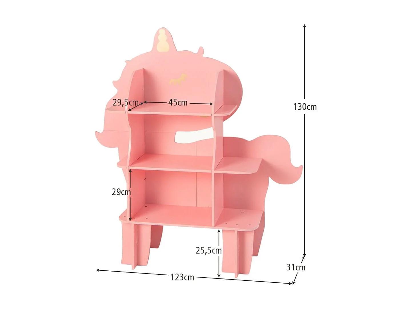 Einhorn Bücherregal für Kinder Spielzeug-Aufbewahrungsorganisator mit offenen Regalen