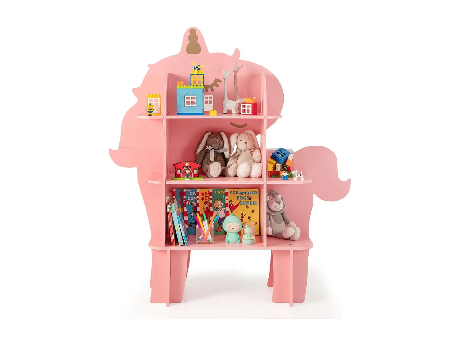 Einhorn Bücherregal für Kinder Spielzeug-Aufbewahrungsorganisator mit offenen Regalen