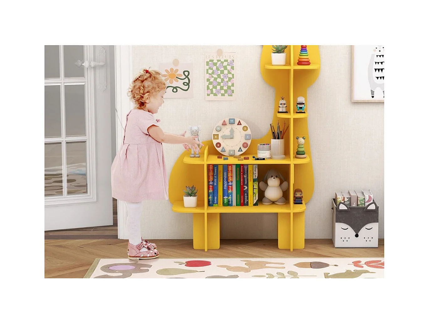 Giraffe Bücherregal für Kinder Spielzeug-Aufbewahrungsorganisator mit offenen Regalen